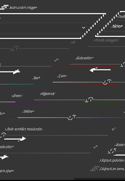 Screenshot of panel settings for Colorize Photoshop Neural Filter