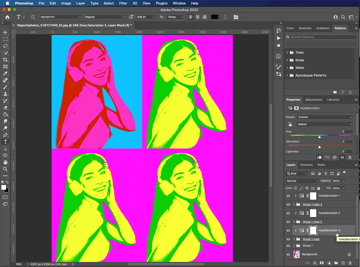 creating more hue saturation layers in photoshop