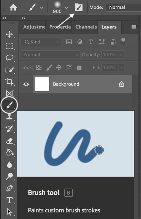 Screenshot of opening the Brush Preset panel for a sparkle effect in Photoshop