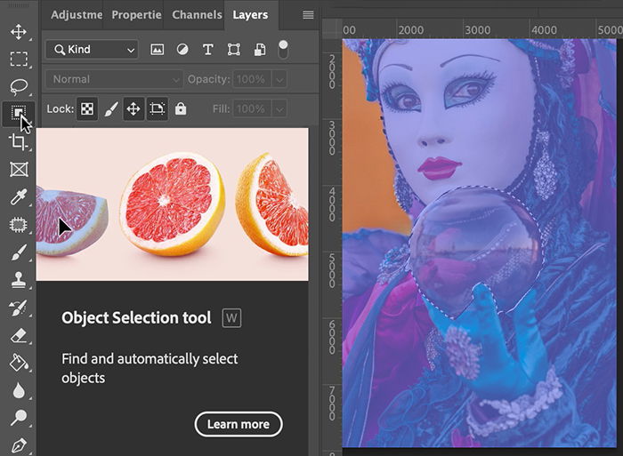 Screenshot of Select Object tool for sparkle effect in Photoshop