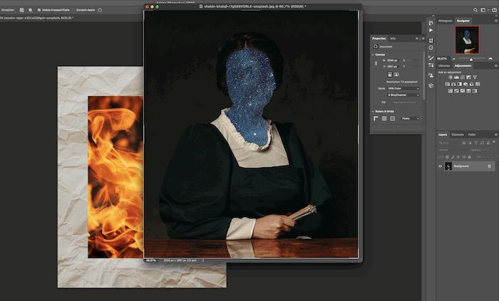 Screenshot of a subject window in Photoshop for digital collage