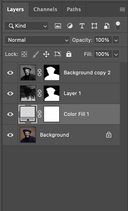 selecting color fill in the layers tab