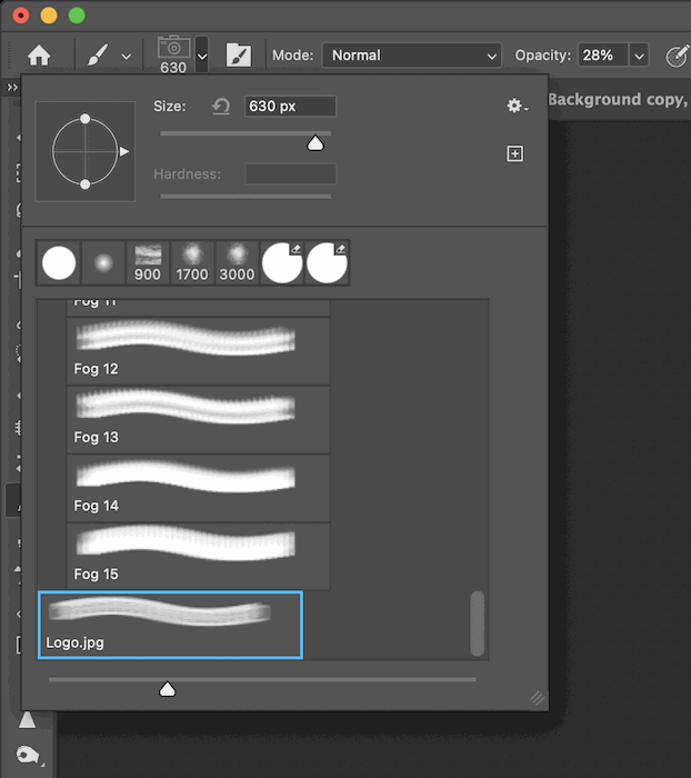 Brush Preset picker drop-down options in Photoshop