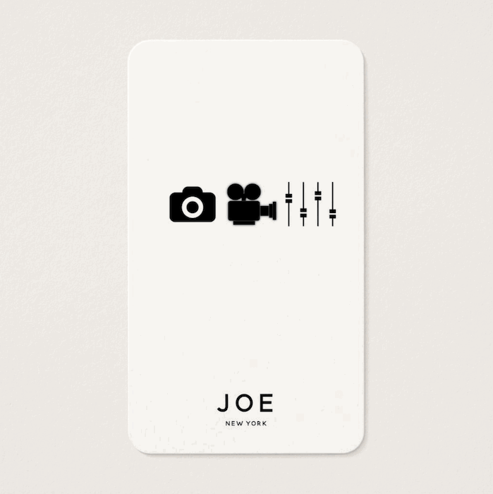 icons that show a range of different technical skills on a photography business card