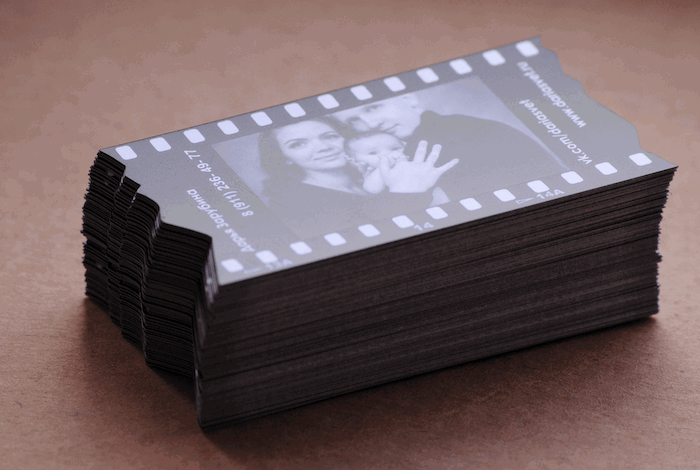 Photographer business cards as a filmstrip