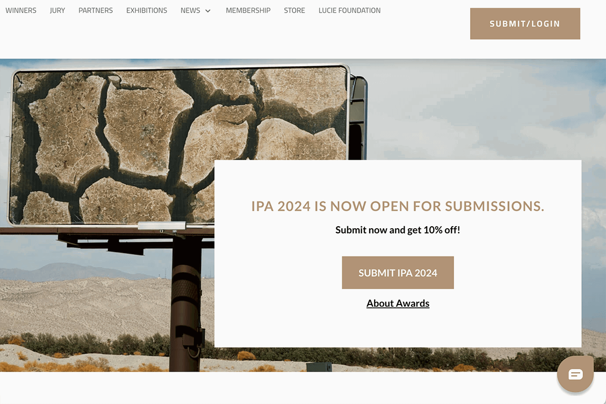 International Photography Awards website for photography contests