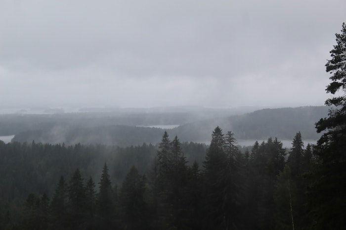 Natural flat light on a cloudy landscape