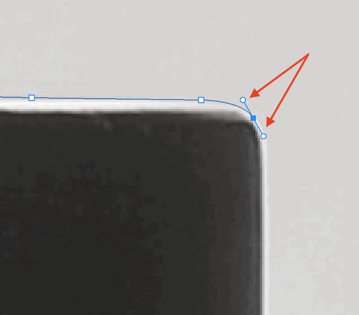 Handles on the Pen tool reference line to create curves