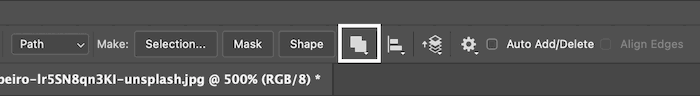 Path operations in Photoshop toolbar