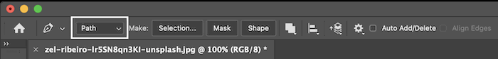 Path Selection tool in Photoshop's top toolbar