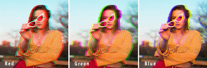 Compare red blue green 3D effect