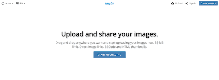 ImgBB upload page