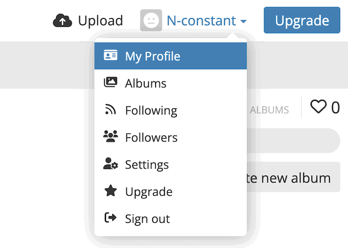 ImgBB profile option