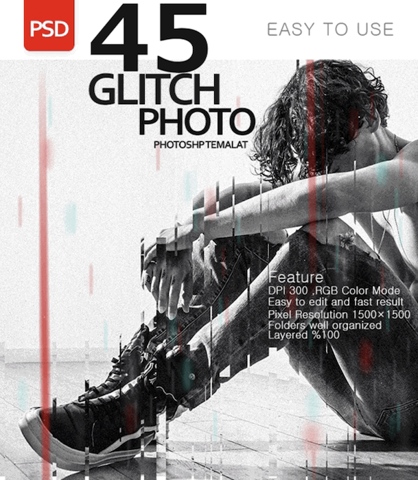 Glitch effect photoshop filter 