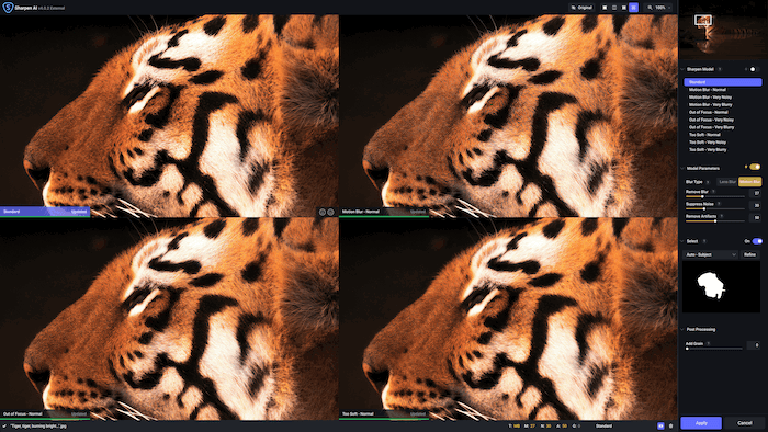 Picture of the comparison view in Sharpen AI