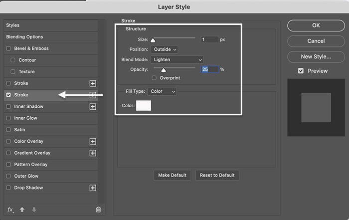 photoshop screenshot layer style stroke