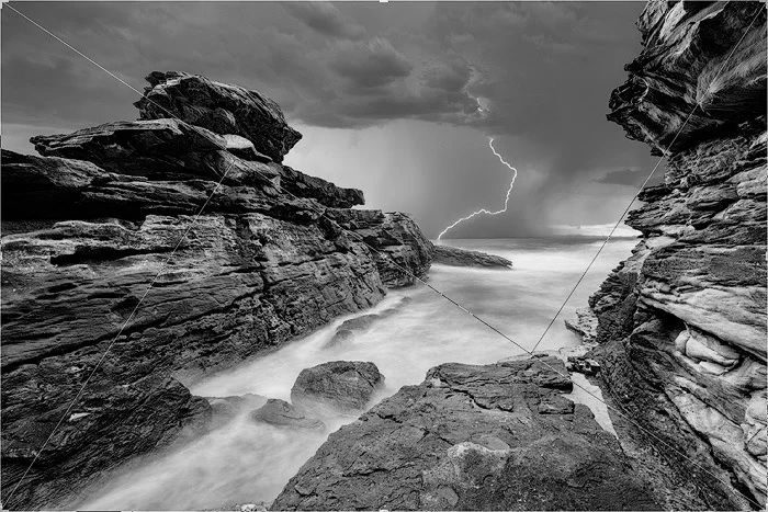 Black and white rocky landscape