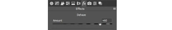 Dehaze filter setting toolbar