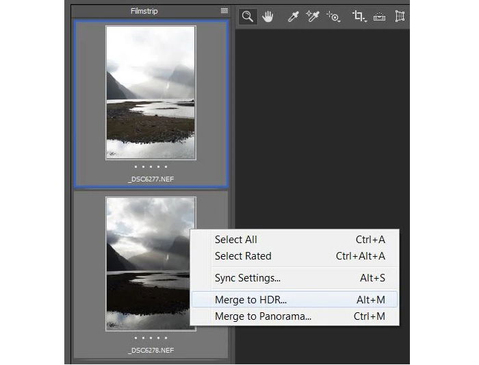 Panoramic bracketing in Lightroom