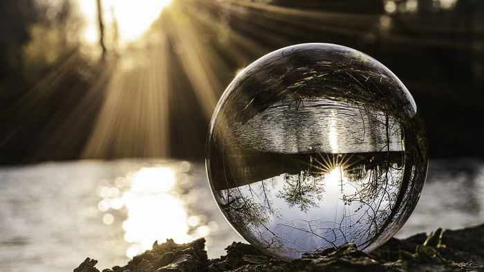 Crystal ball by a river