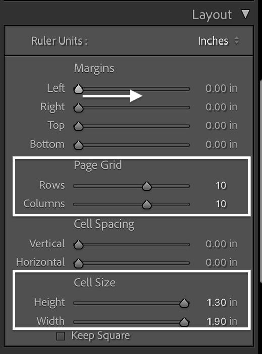 Lightroom screenshot print module layout