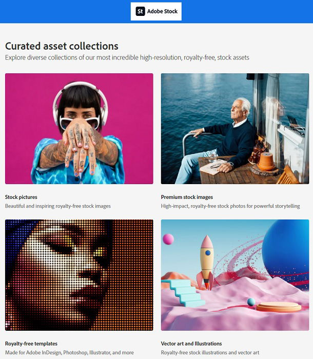 Screenshot of Adobe Stock website
