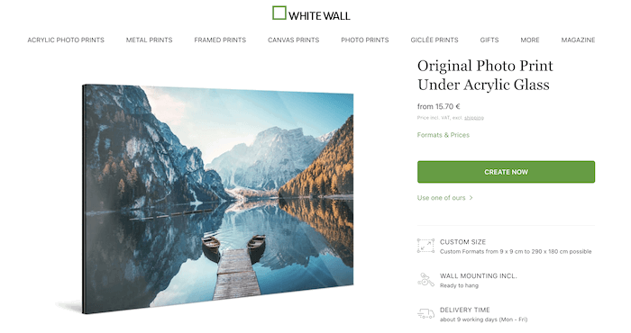 Whitewall Acrylic photo Print service homepage