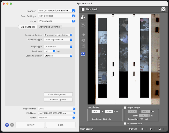 Screenshot of EpsonScan2