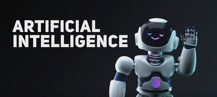 Artificial intelligence banner with Jasper the robot