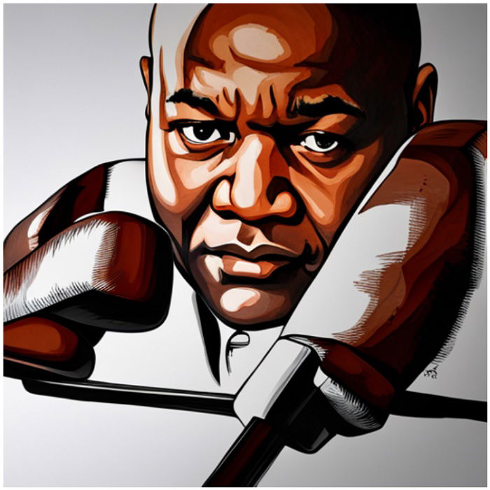 Jasper Art image of George Foreman drawn in ink