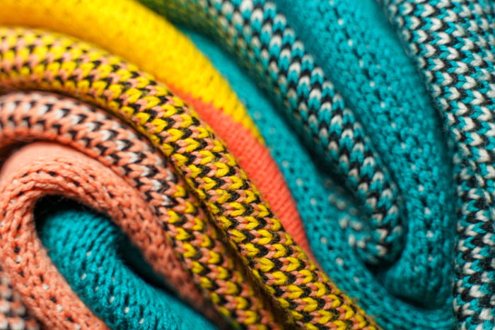 Close-up of folded knitted garments