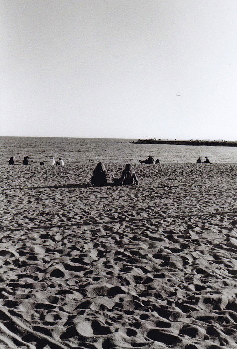 Barceloneta Beach at dusk on Ilford Delta 400