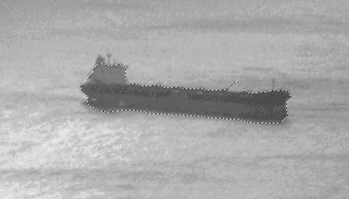 A large ship in the water.