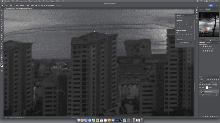 A photo editing program displaying a cityscape.