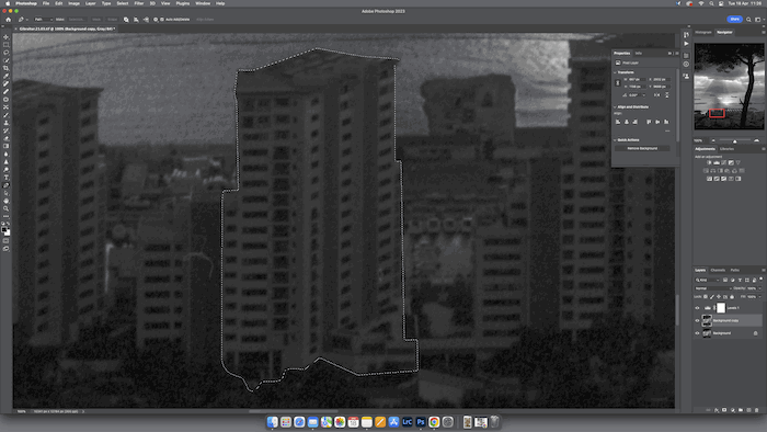 A cityscape in a photo editing software.