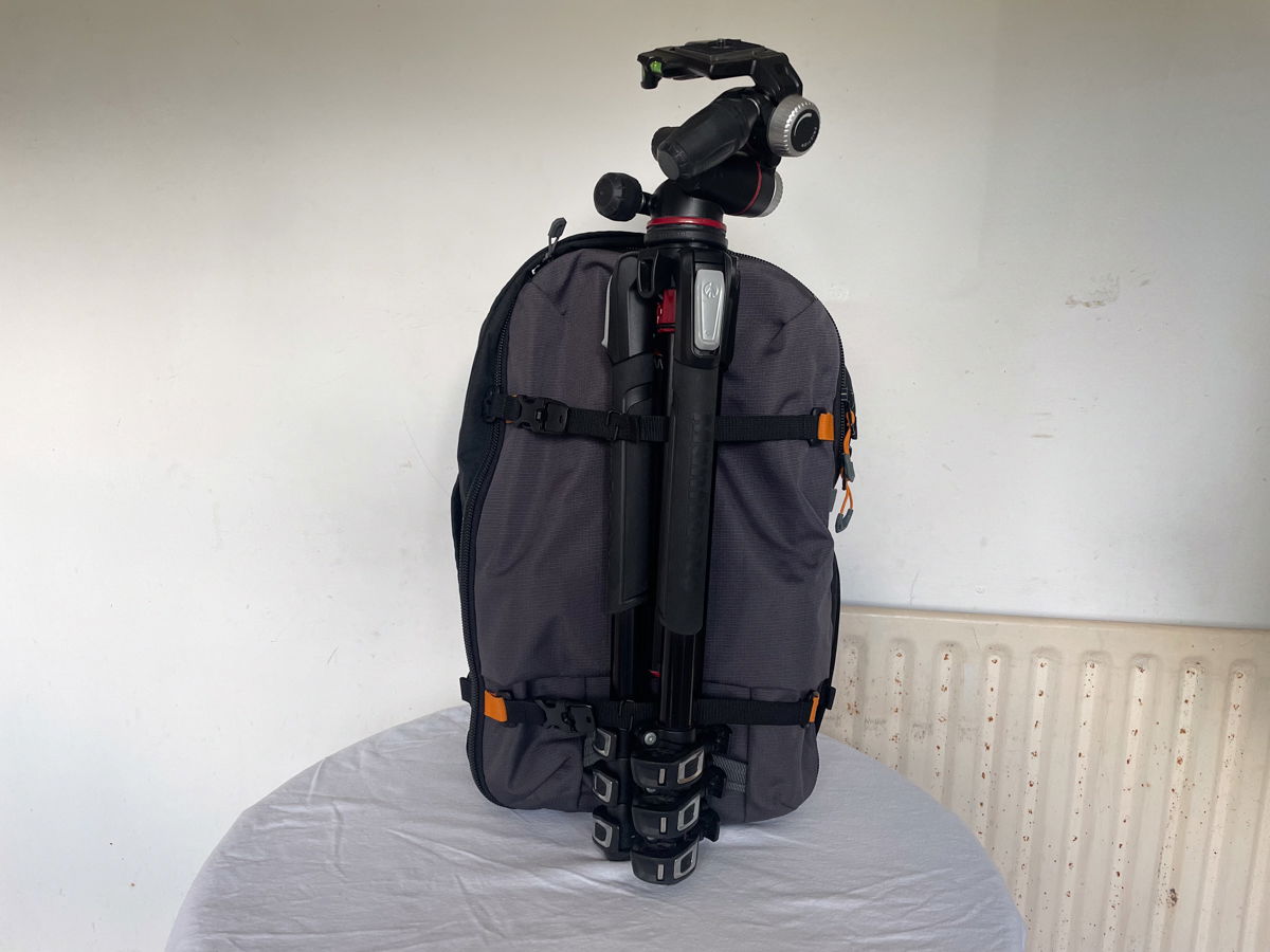 Tripod attached to the Lowepro Trekker Lite