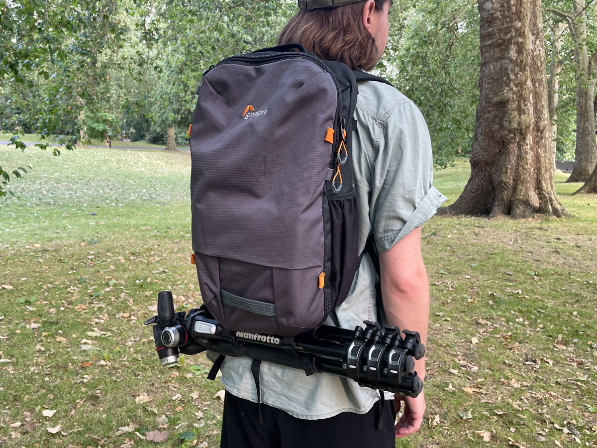 Lowepro Trekker Lite tripod attached