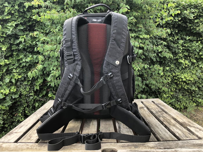 The Manfrotto PRO Light Multiloader camera backpack with hip belt deployed