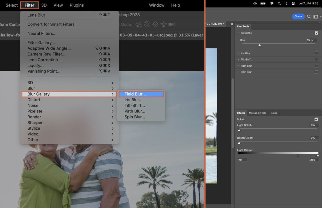 An image editing software interface with multiple panels open, and the user is working on photo editing tasks. 