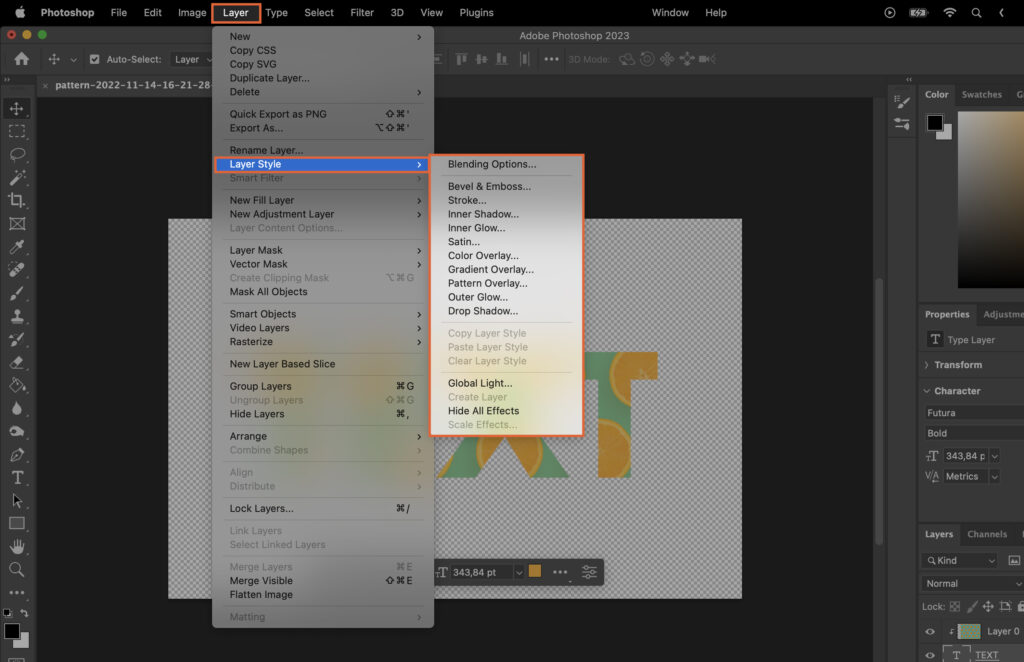 A graphic design software with settings and options displayed for editing.