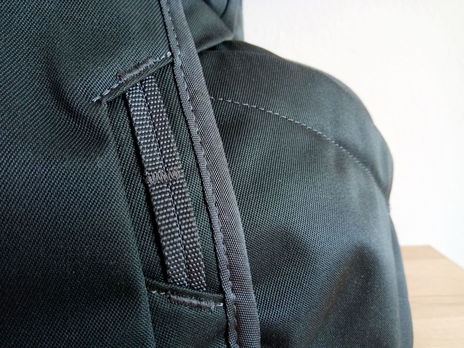 Close-up of exterior stitching