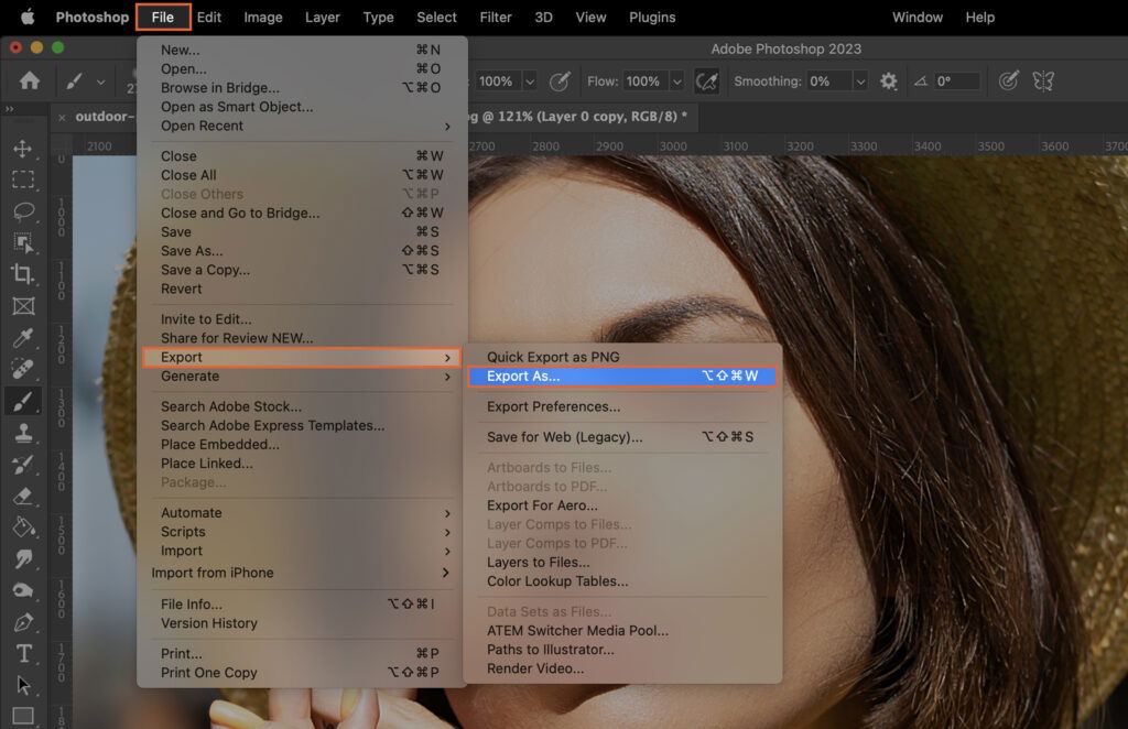 The layers panel open displaying various layers and their settings. 