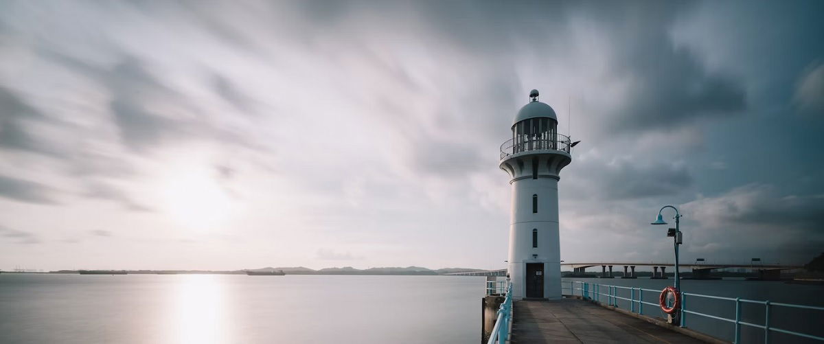 Coastal lighthouse image shot with an ND filter