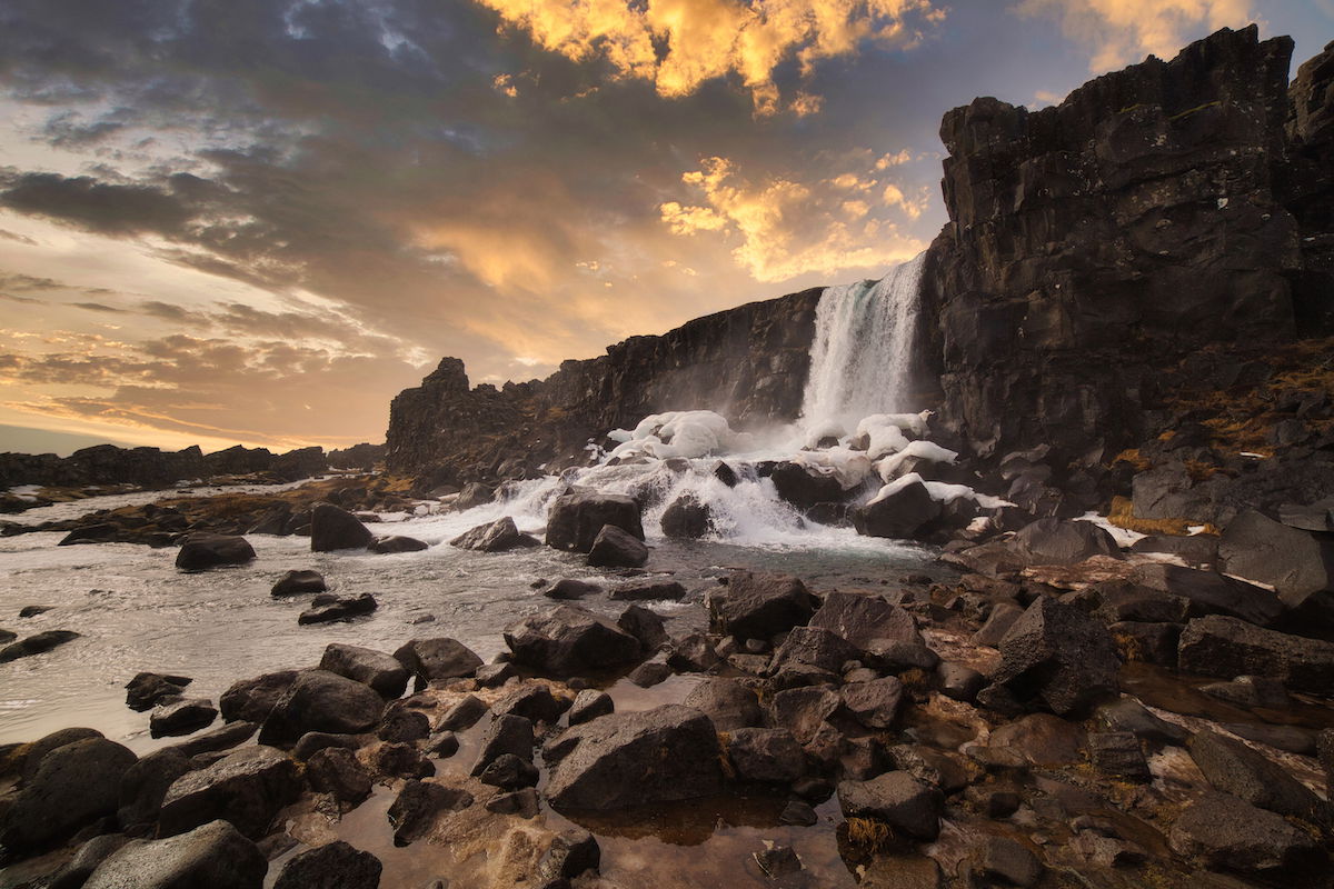 Luminar Neo edit of waterfall landscape 