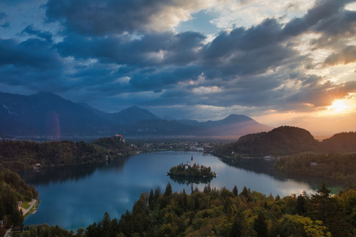 Luminar Neo edited image of mountain and lake landscape