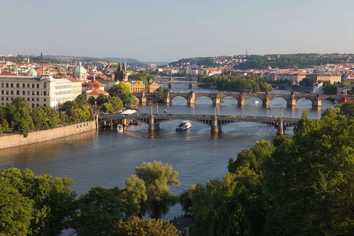 RAW image of city river landscape