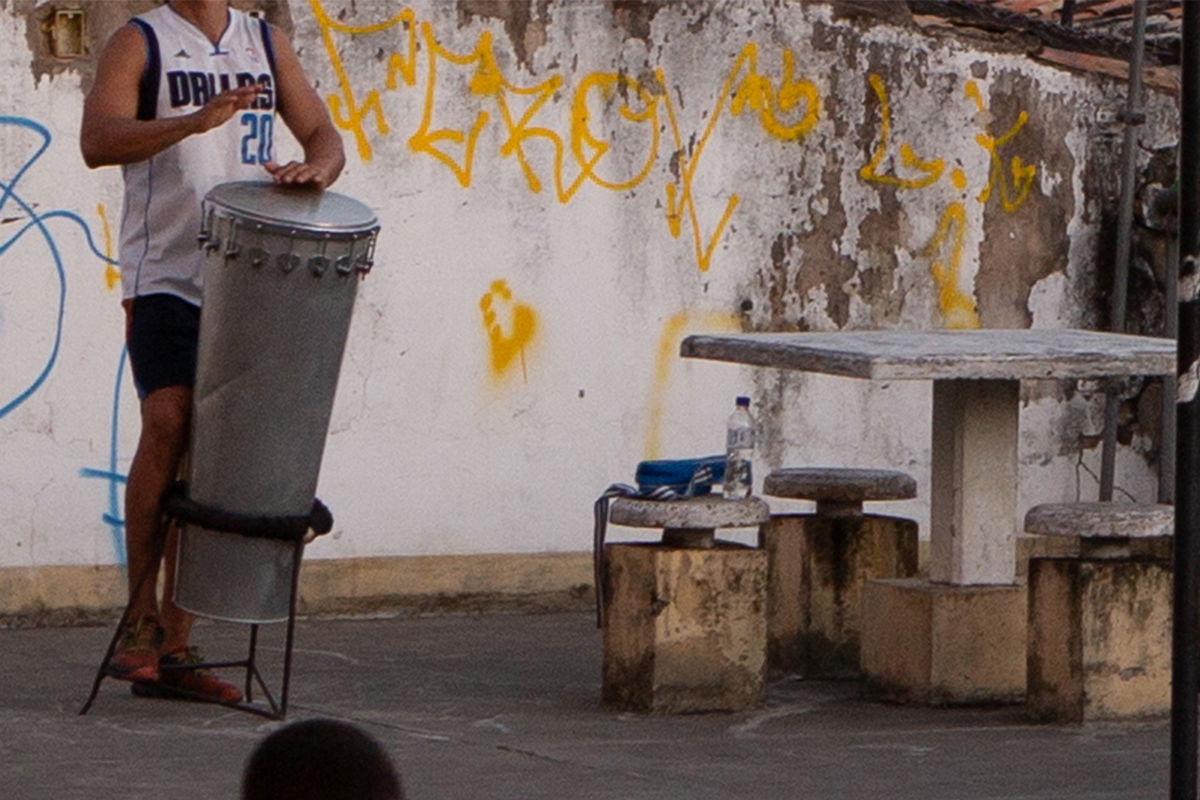 Lightroom crop of person playing steel drums