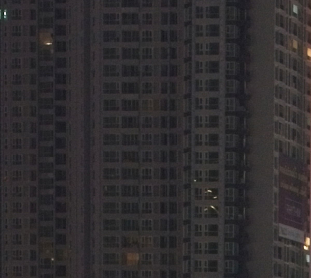 Close-up soft-focus image of a city building facade