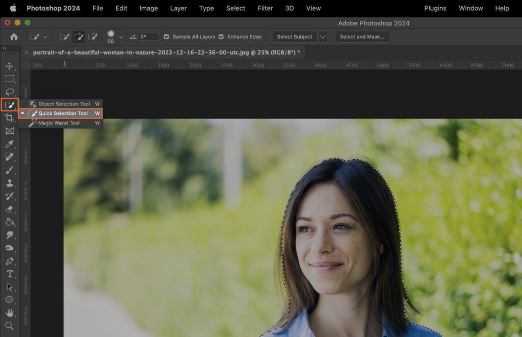 Adobe Photoshop application with several panels and menus visible.