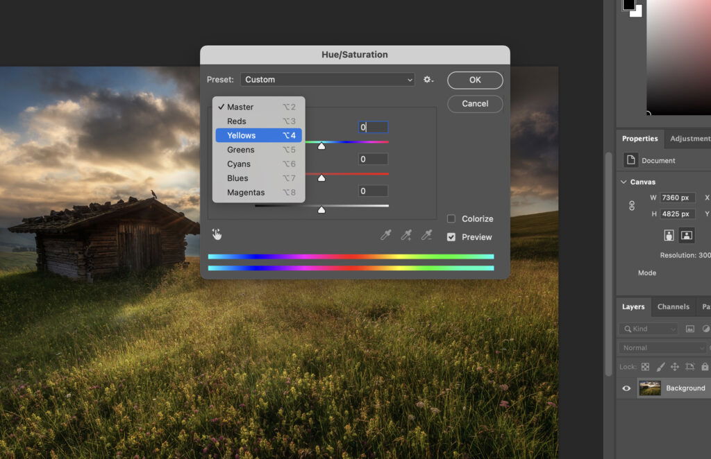 A picturesque landscape, with an image editing software open, showcasing its tools in a colorful palette. 